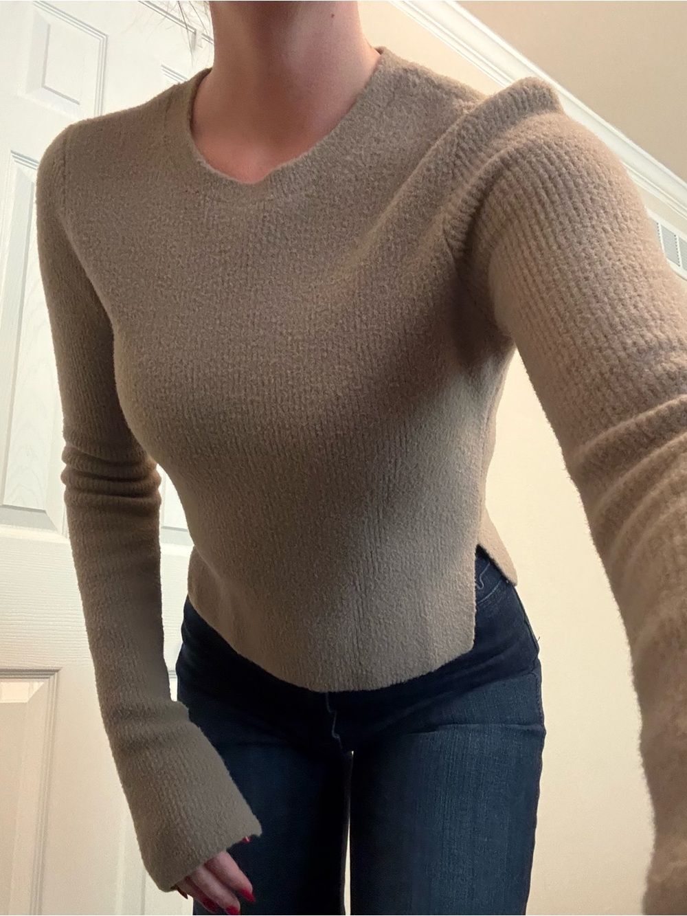 Abercrombie & Fitch Women's Crewneck Sweater in Taupe